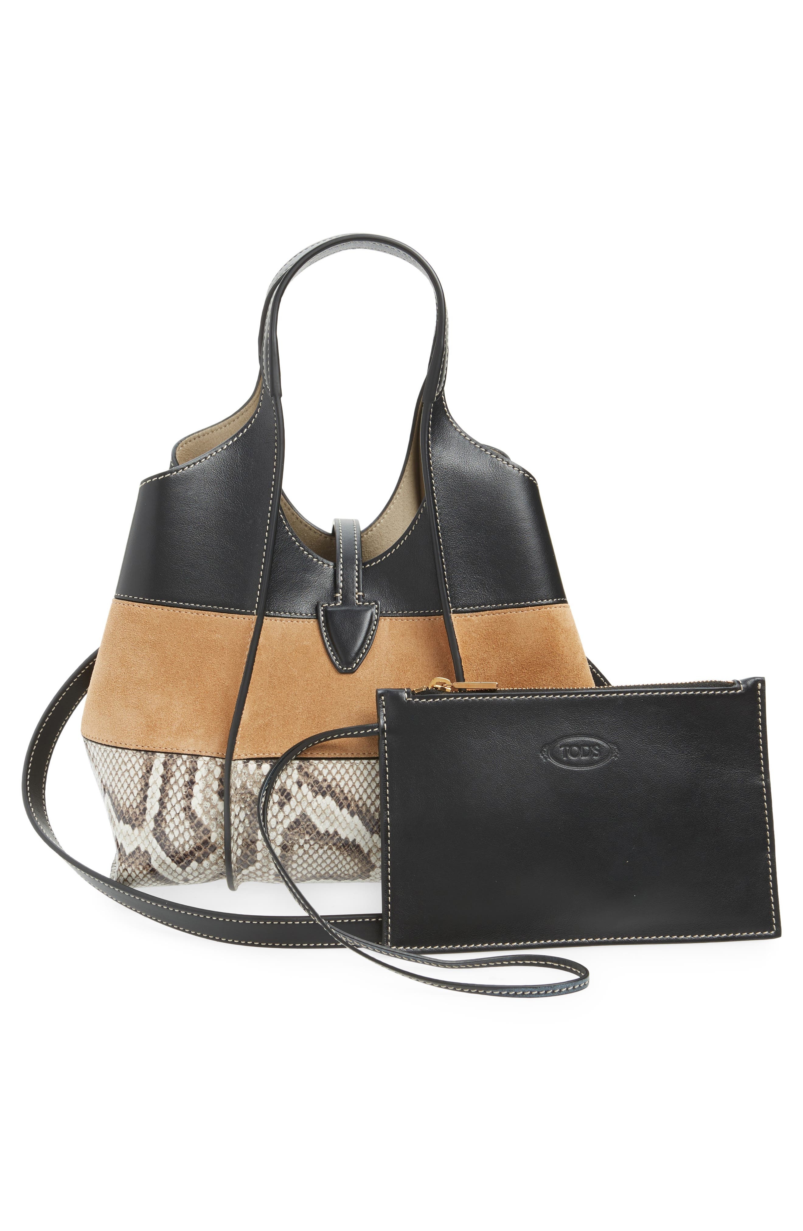 Tod's Mini T Timeless Shopping Bag Leather & Suede Tote in Nero/Kenia/Roccia at Nordstrom - 4