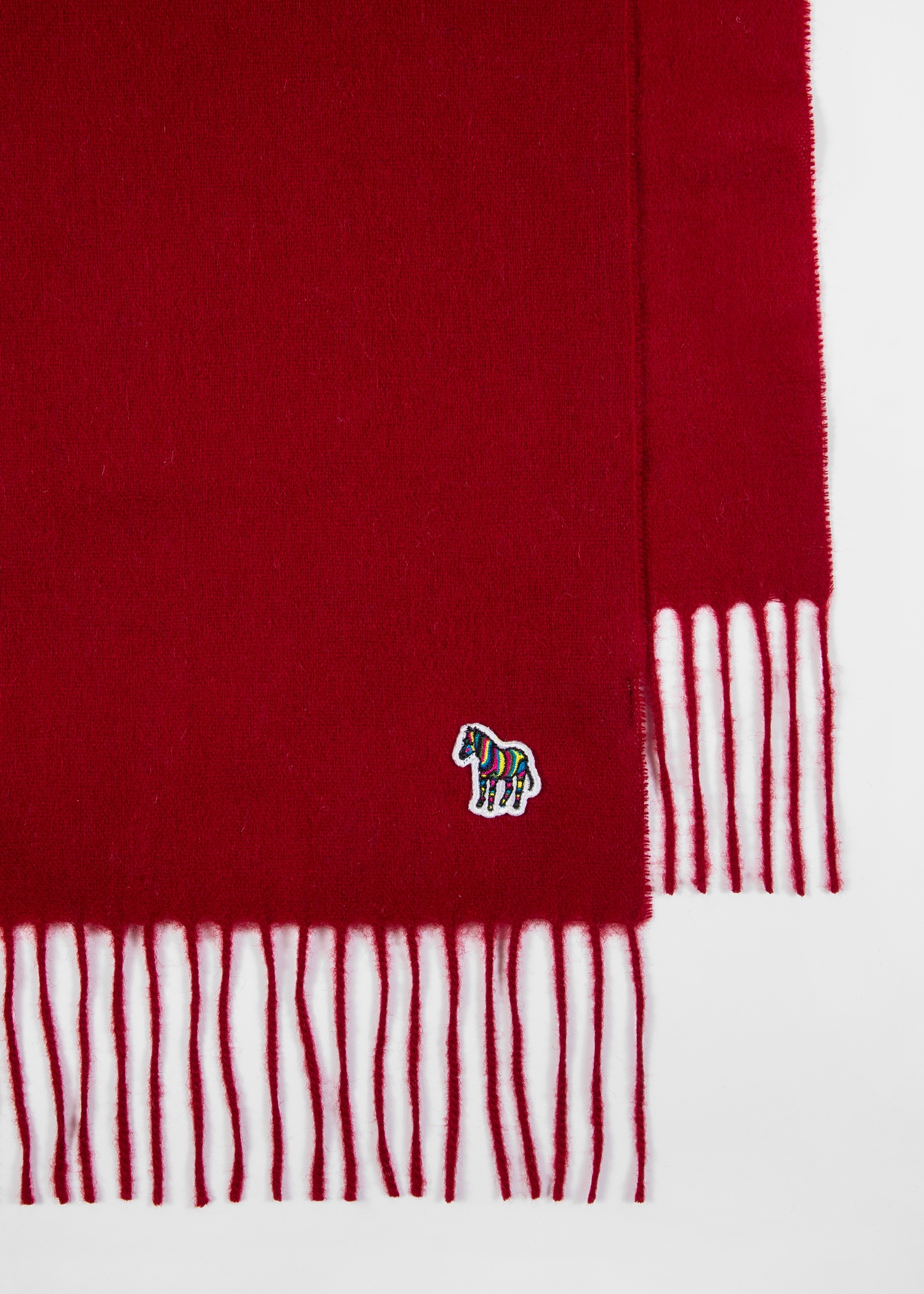 Red Lambswool Zebra Scarf - 2