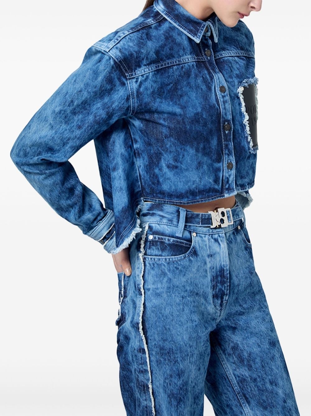 logo-appliqué denim shirt - 3