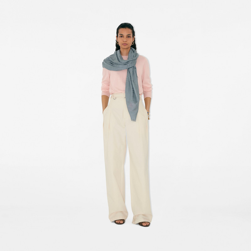 Wide Check Wool Silk Scarf 3