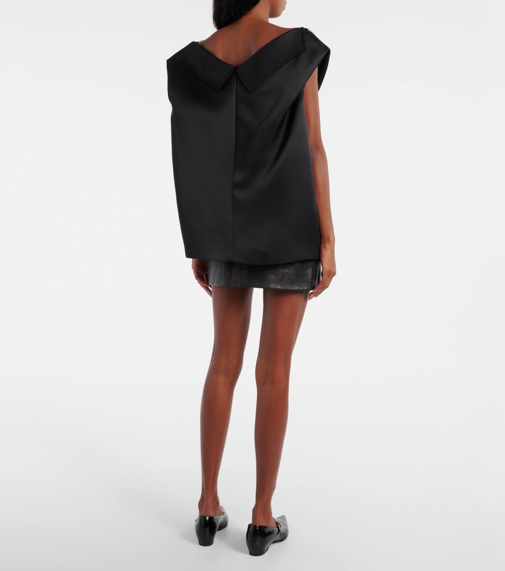 Selly off-shoulder silk gazar top - 3
