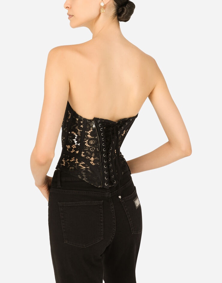 Lace bustier with laces and eyelets - 5