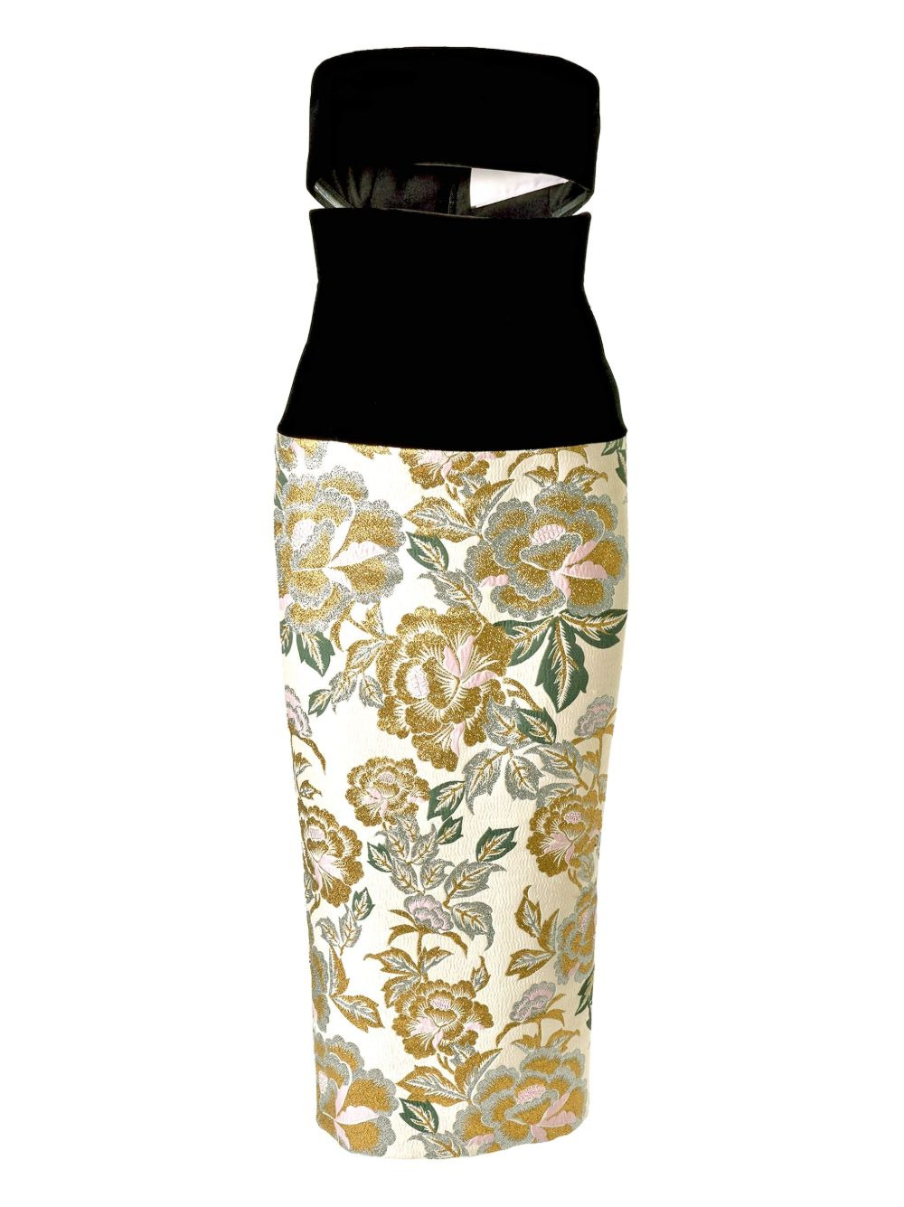 floral-jacquard midi dress - 1