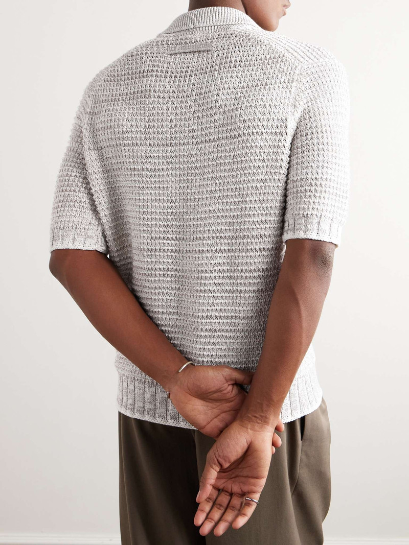 Open-Knit Cotton, Linen, Silk and Cashmere-Blend Polo Shirt 3