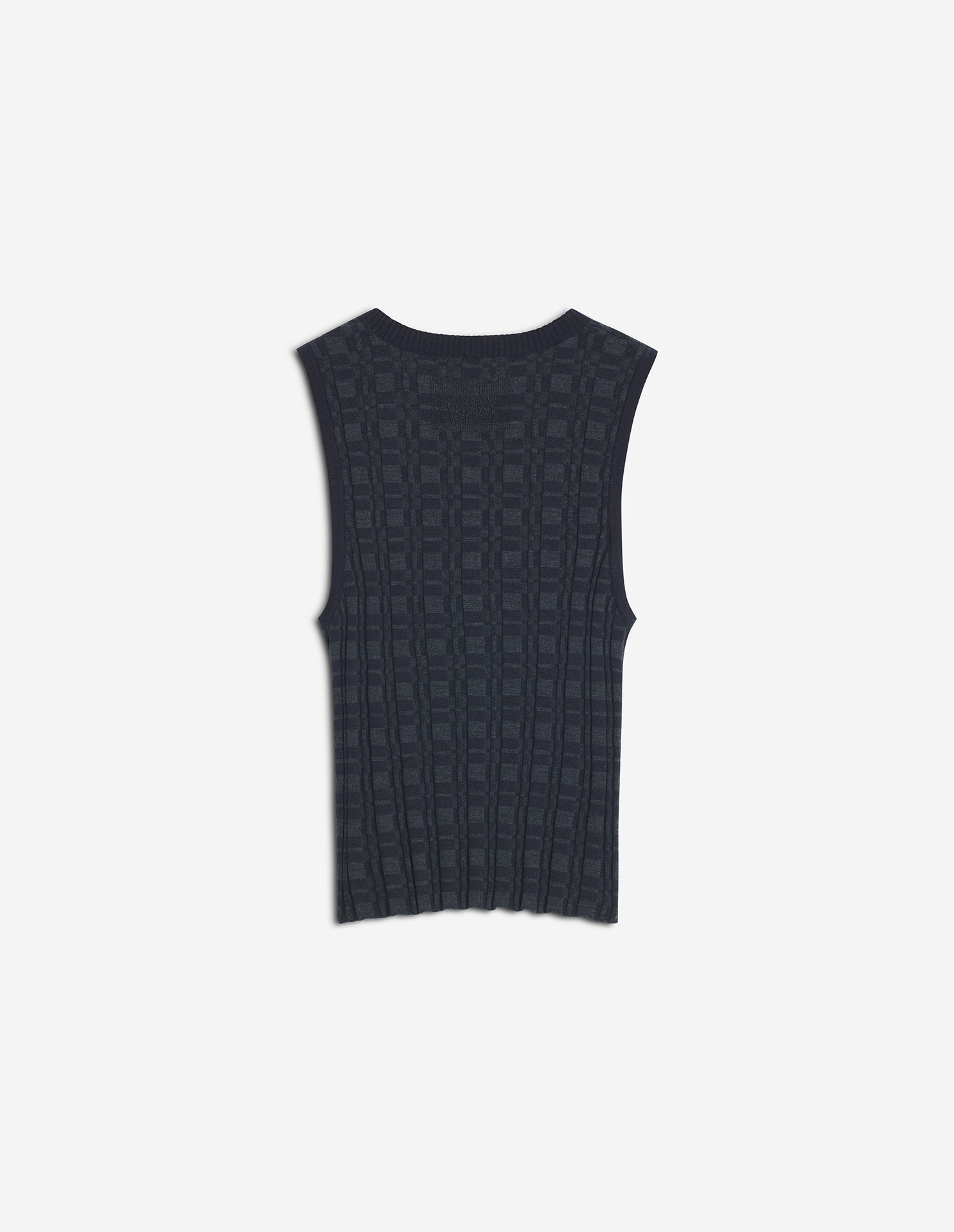 MERINO WOOL RIB CHECK TOP - 7