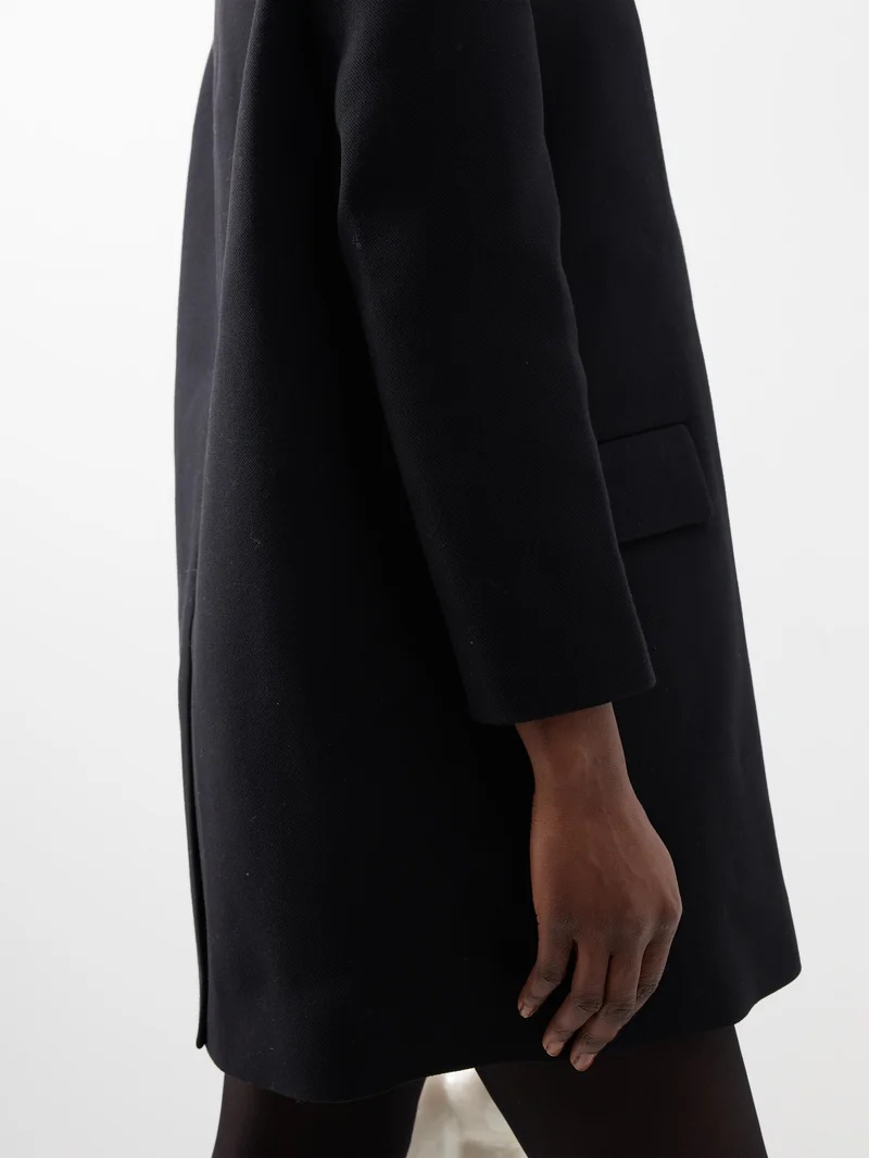 Black Single Breasted Coat - 5