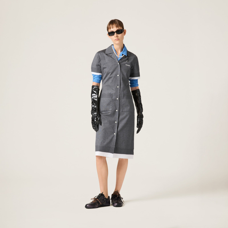 Miu Miu Knit and poplin dress outlook