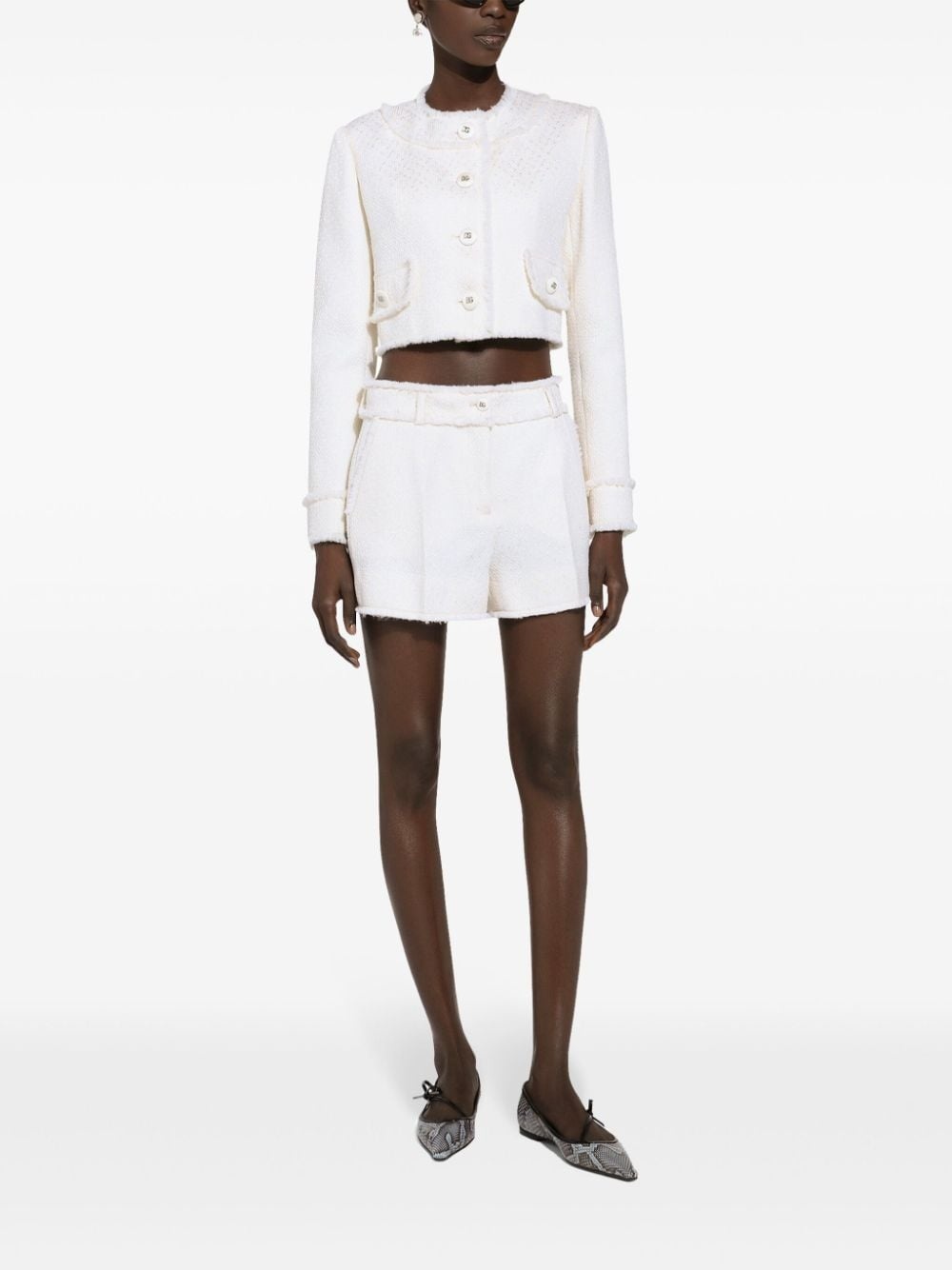 frayed detailing tailored shorts - 3