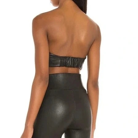 BLACK LEATHER BANDEAU - 3