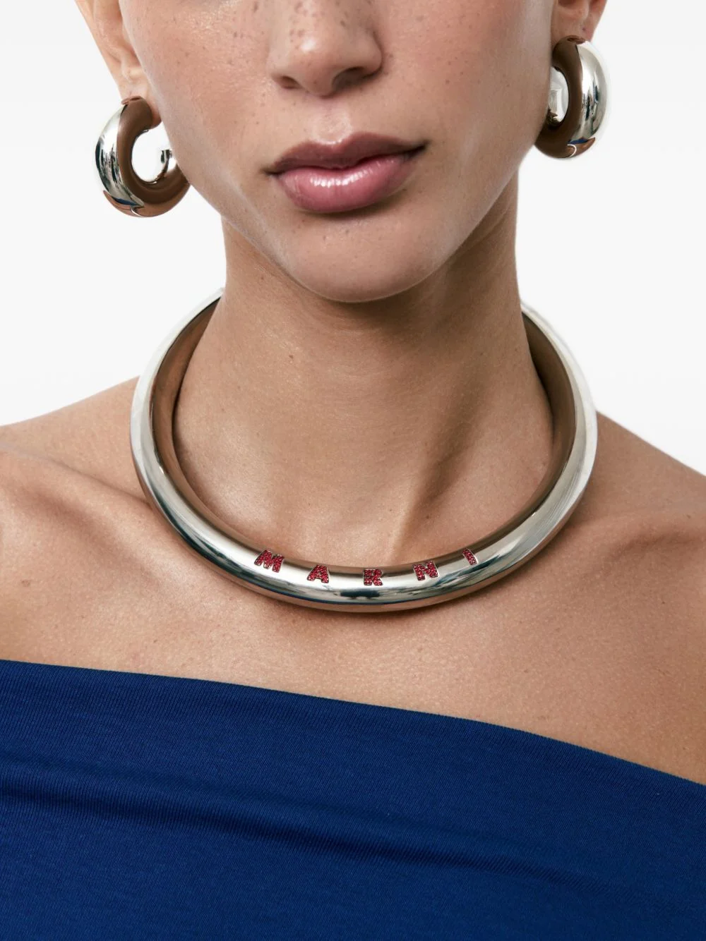 logo-detail choker necklace - 1
