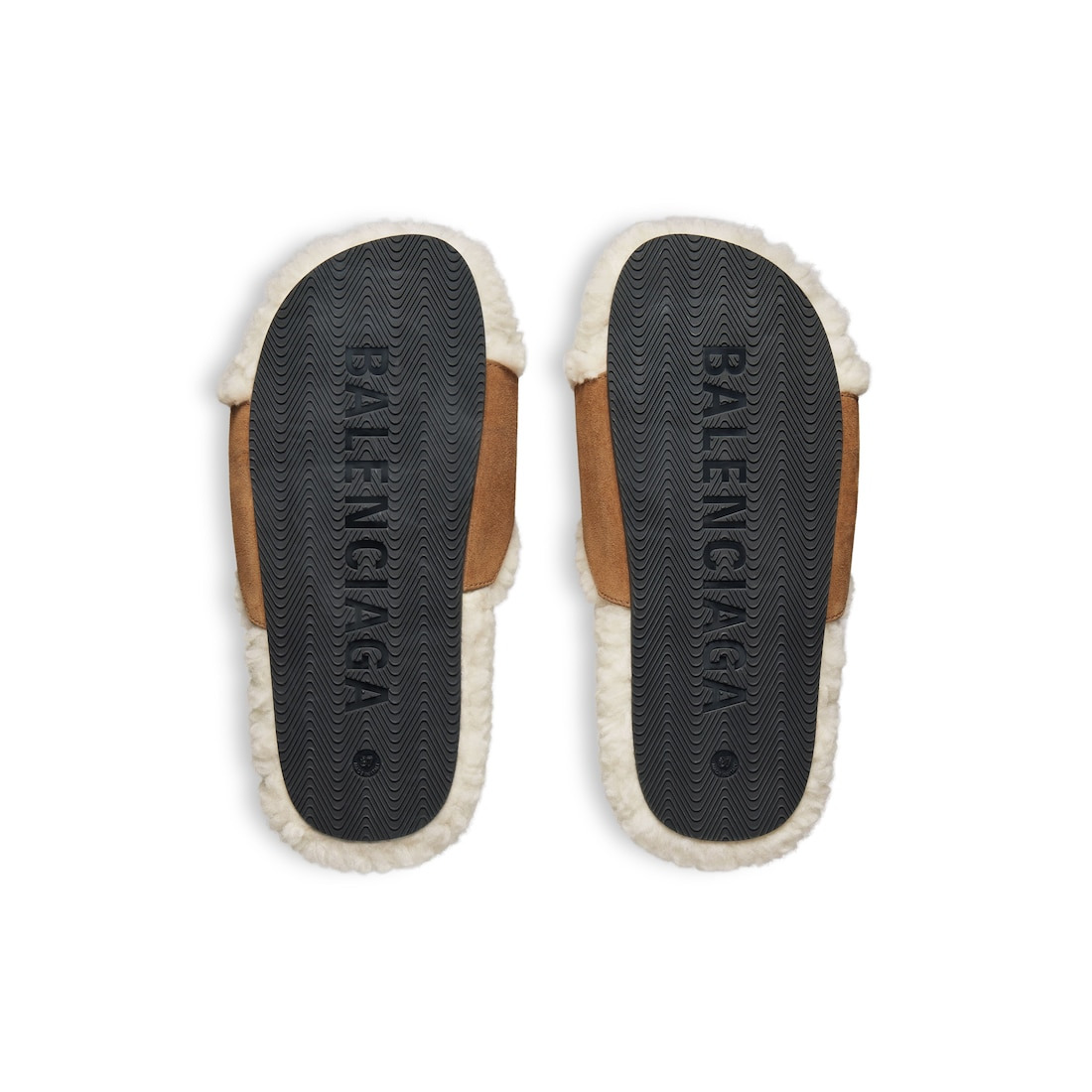 Women's Furry Slide Sandal in Off White/brown - 7