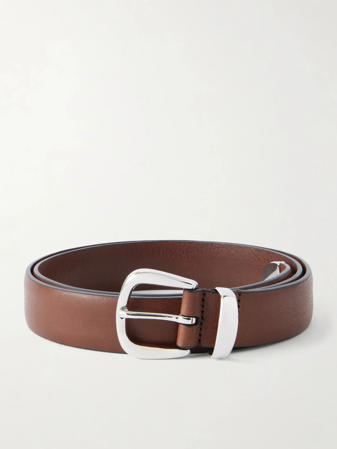 2cm Silver-Tone and Leather Belt - 1