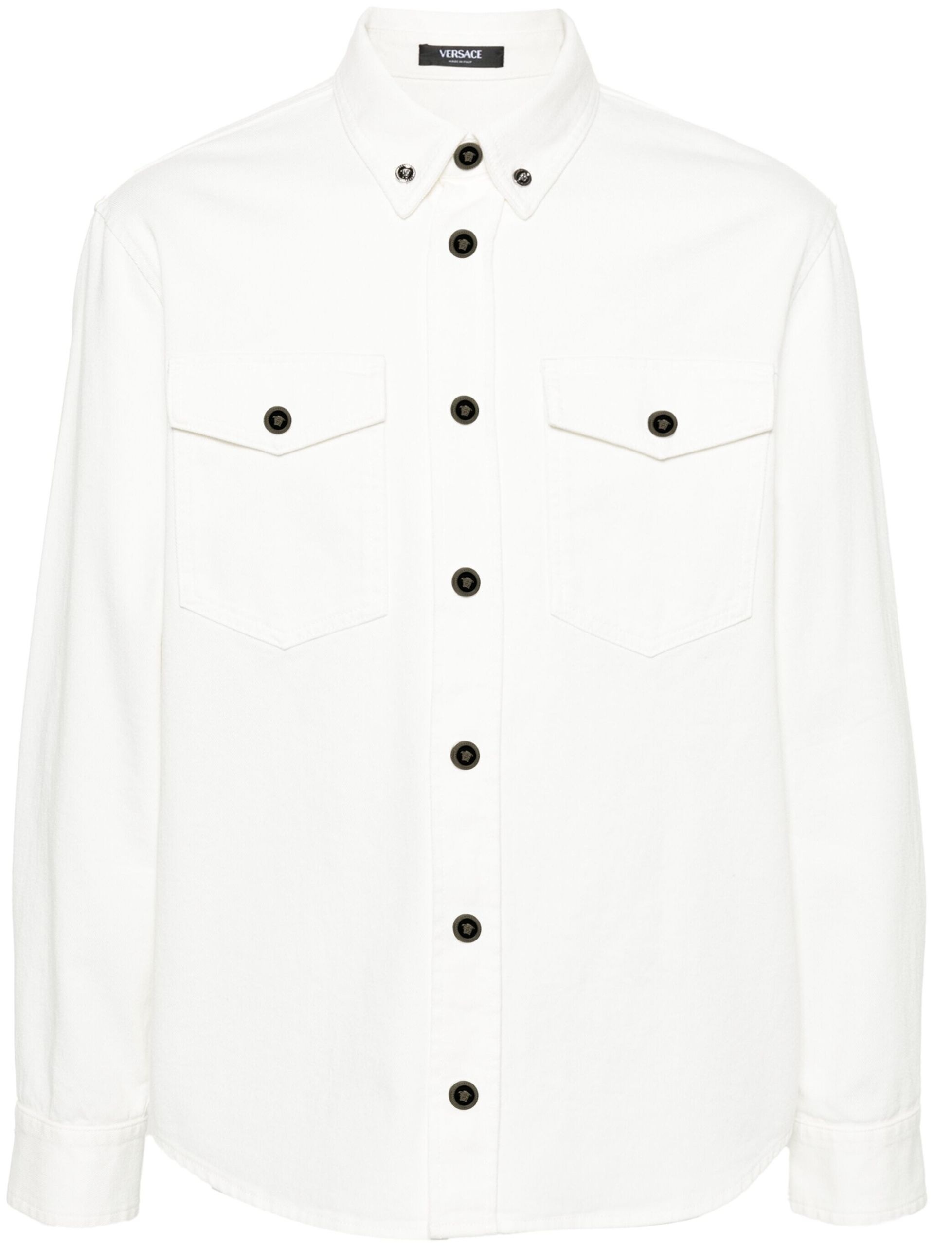 White Medusa-Buttons Denim Shirt - 1