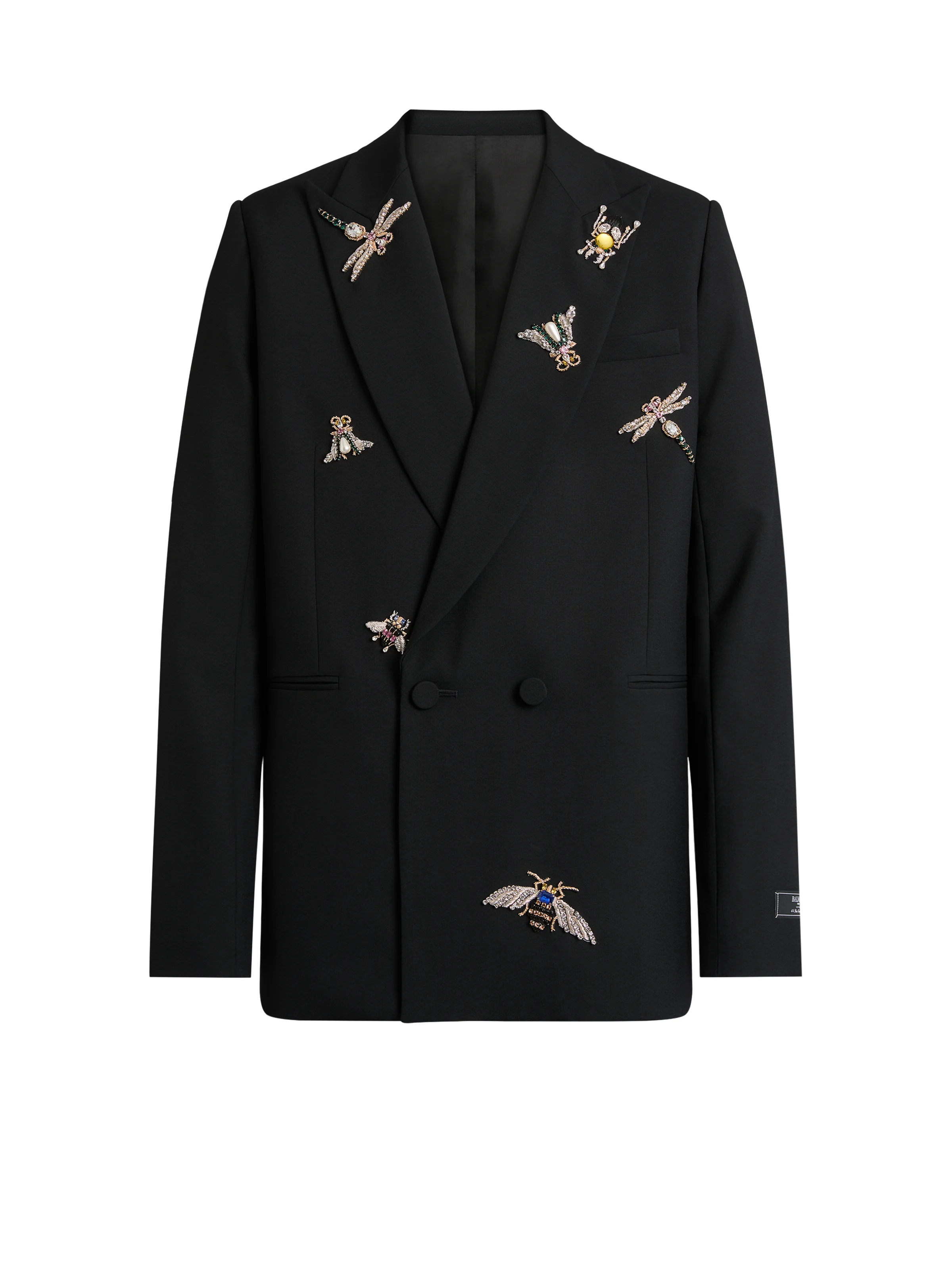 Embroidered wool and crystal Balmain Insect jacket - 1