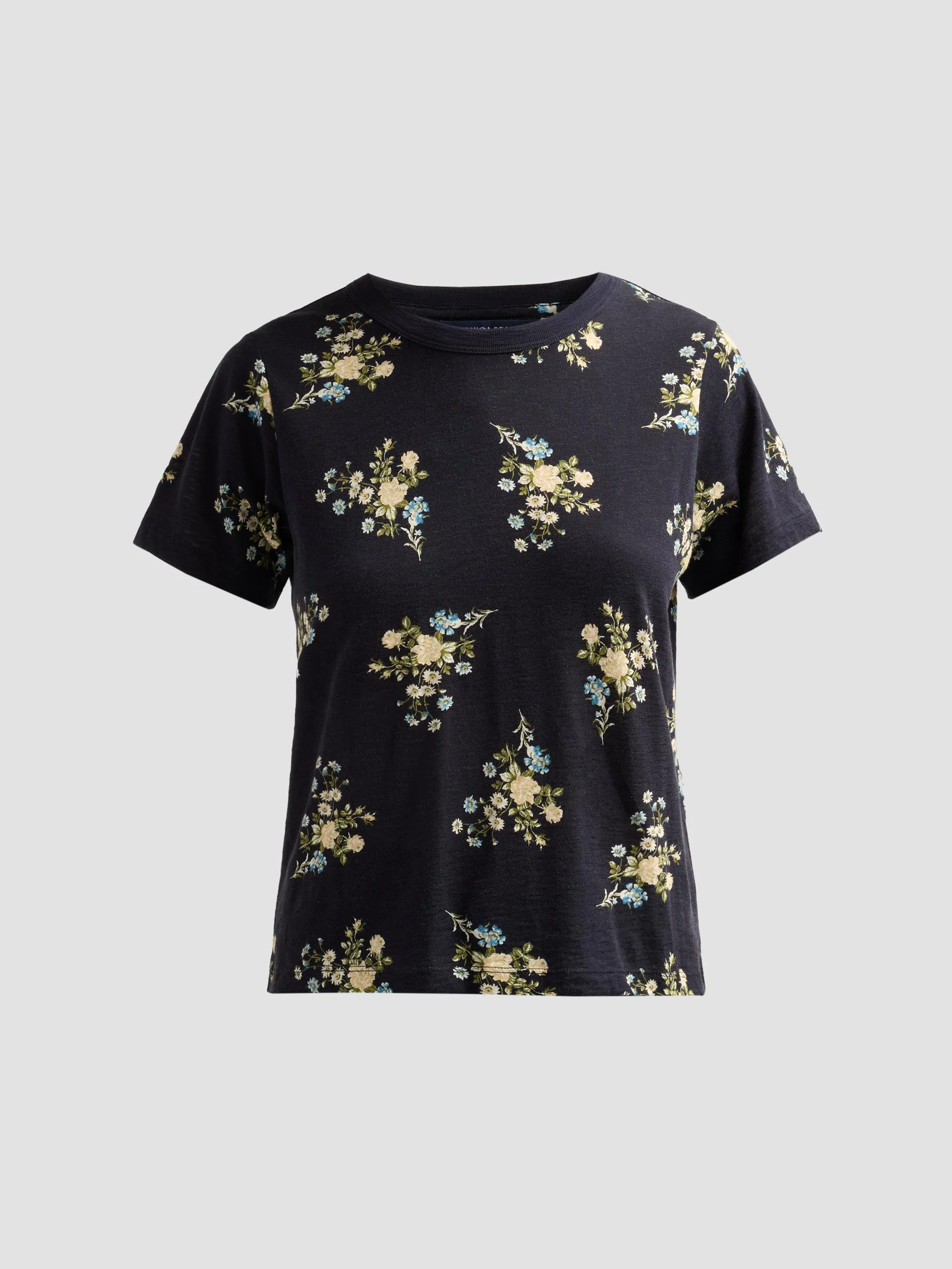 Women's Carla Floral Cotton Crewneck T-Shirt - Black Multi - 1