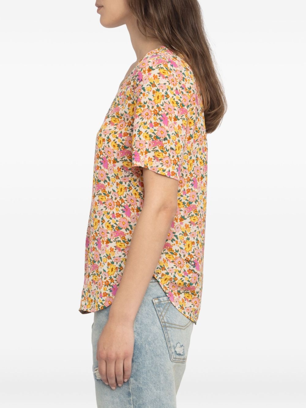 floral-print short-sleeve top - 5
