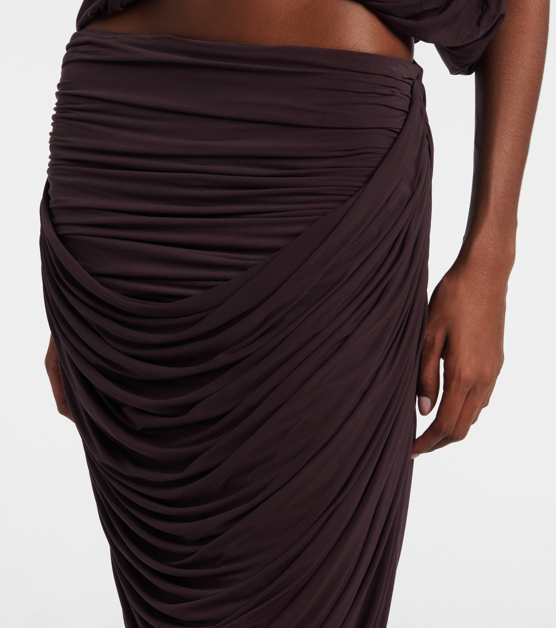 Draped high-rise maxi skirt - 4