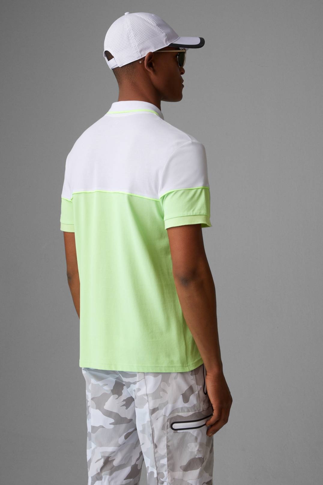 YANIS FUNCTIONAL POLO SHIRT IN LIME/WHITE - 3