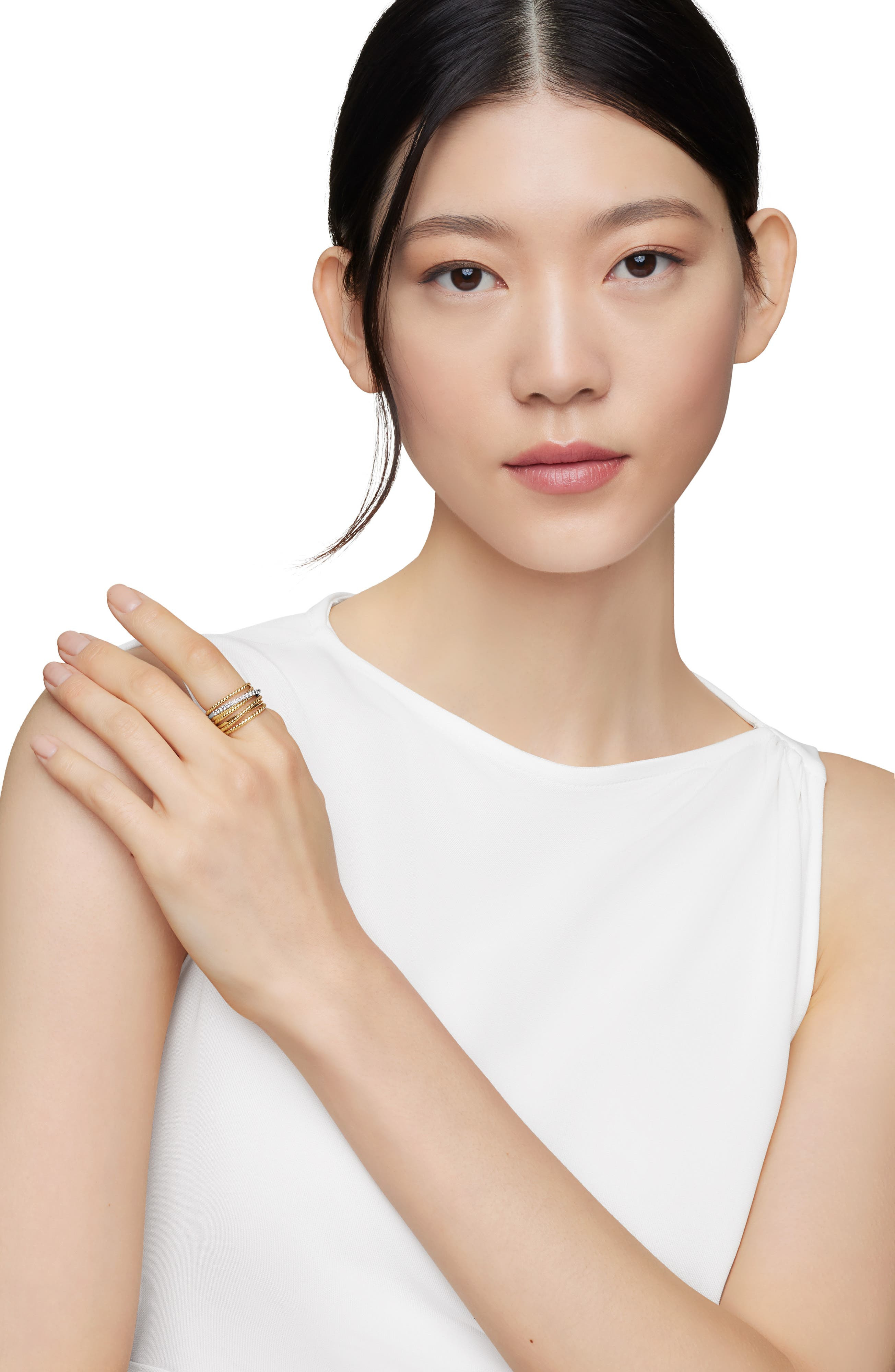 David Yurman DY Crossover Ring with Diamonds in Gold at Nordstrom - 2