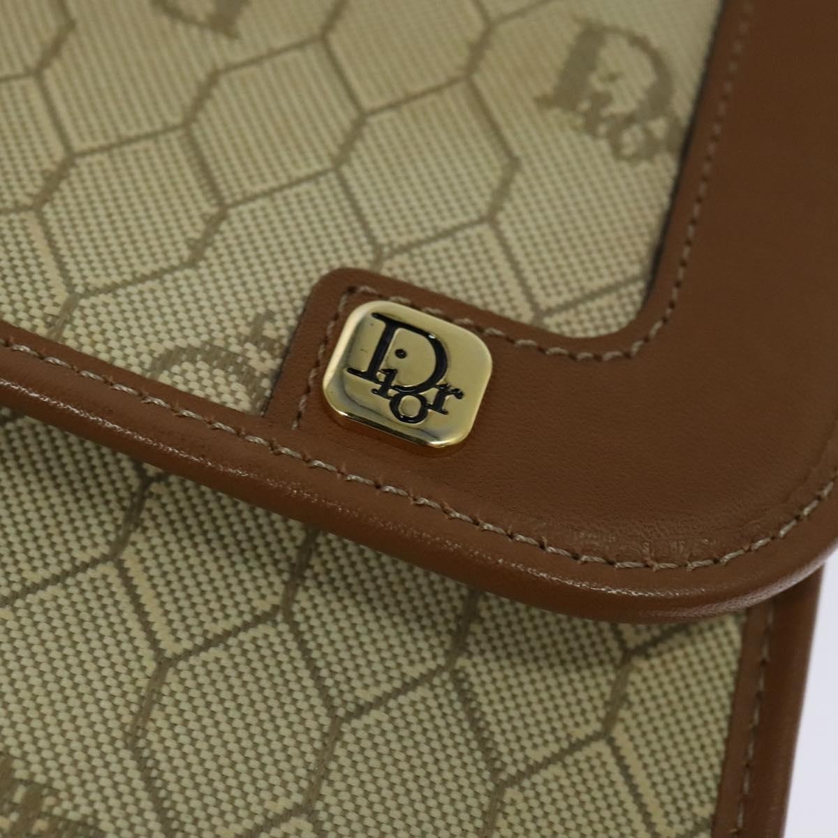 DIOR Honeycomb Canvas Hand Bag Leather Beige - 10