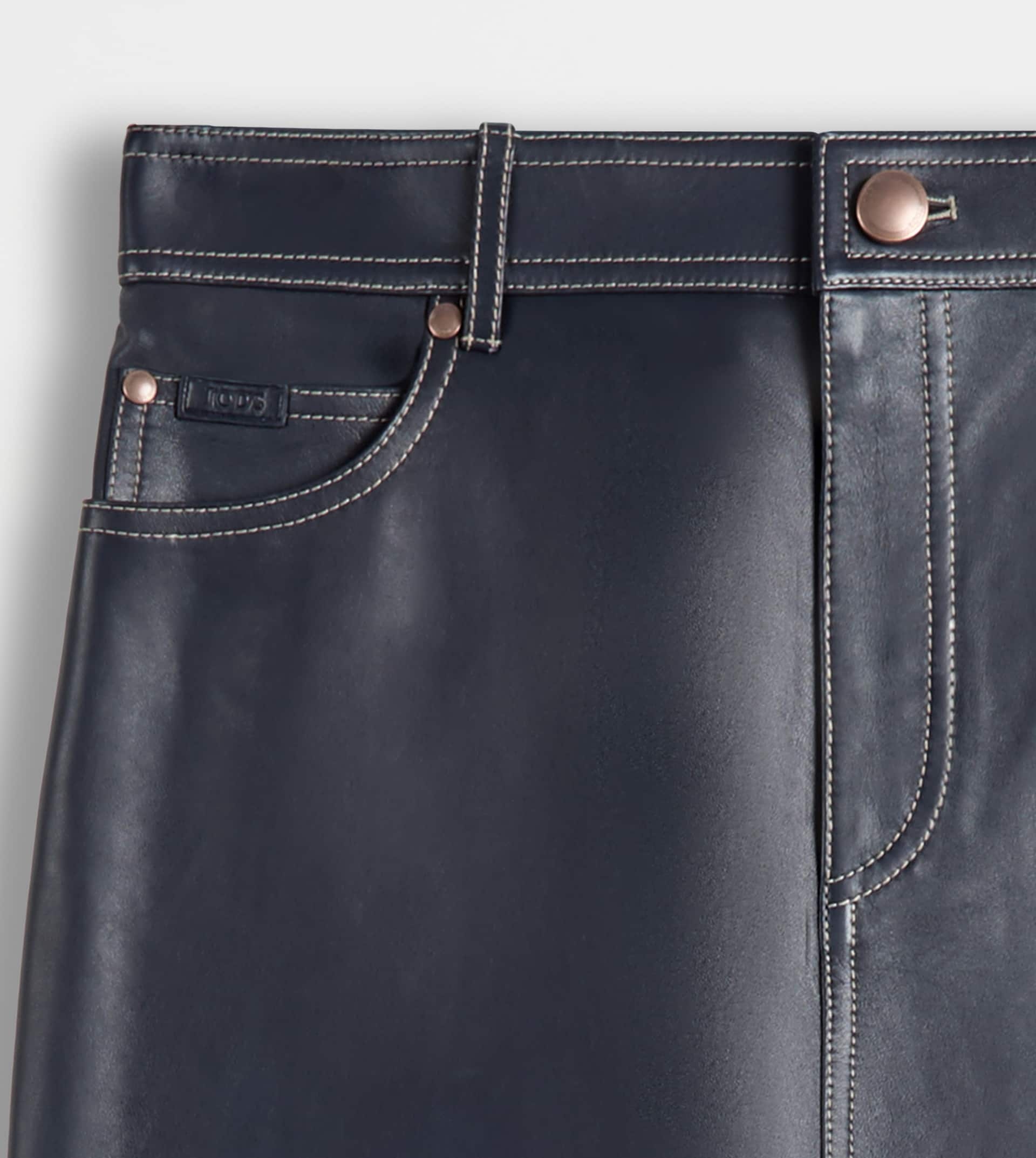 5-POCKET SKIRT IN LEATHER - BLUE - 7