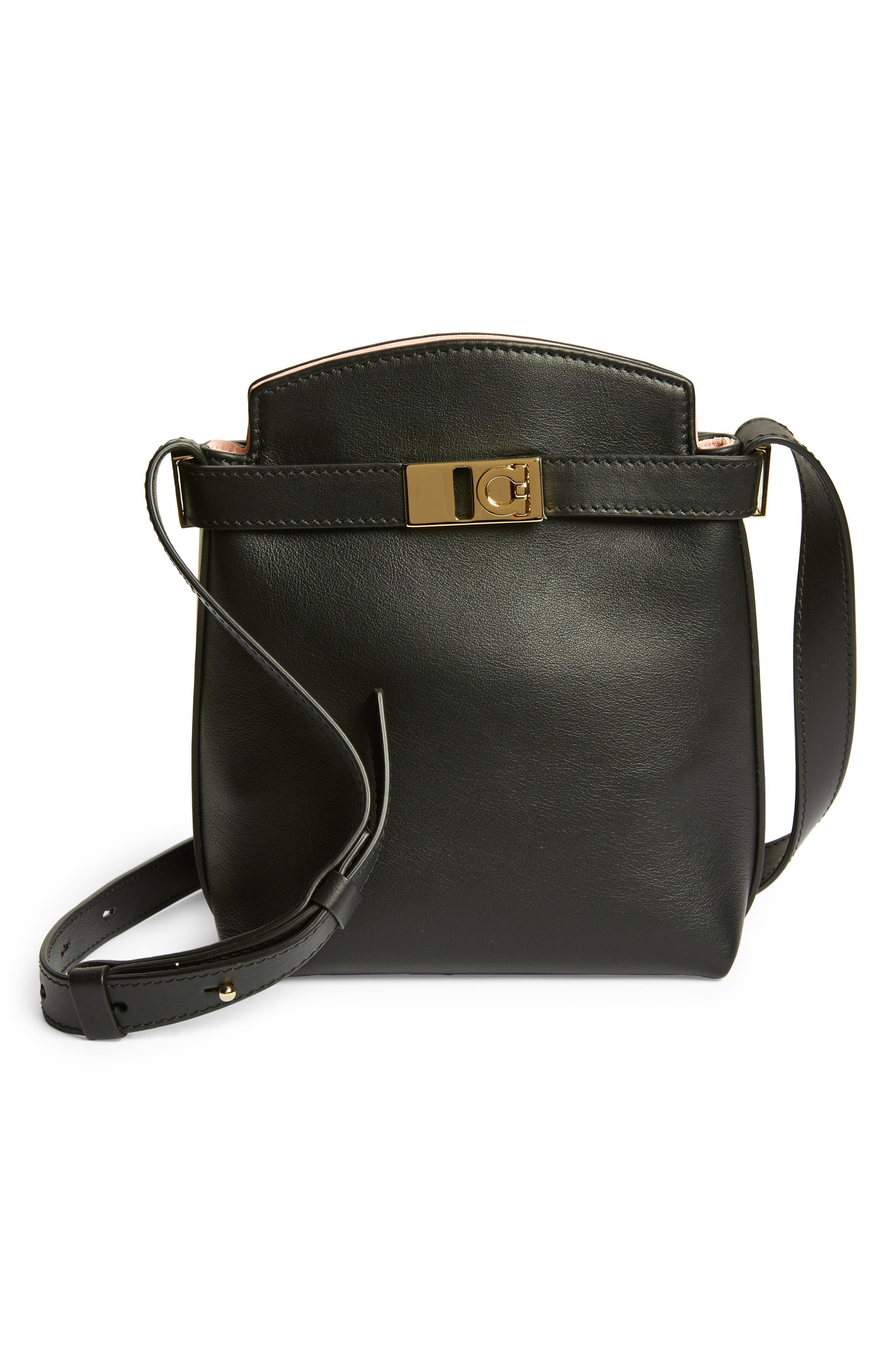 FERRAGAMO Hug Bicolor Leather Crossbody Mini Bag in Nero at Nordstrom - 1