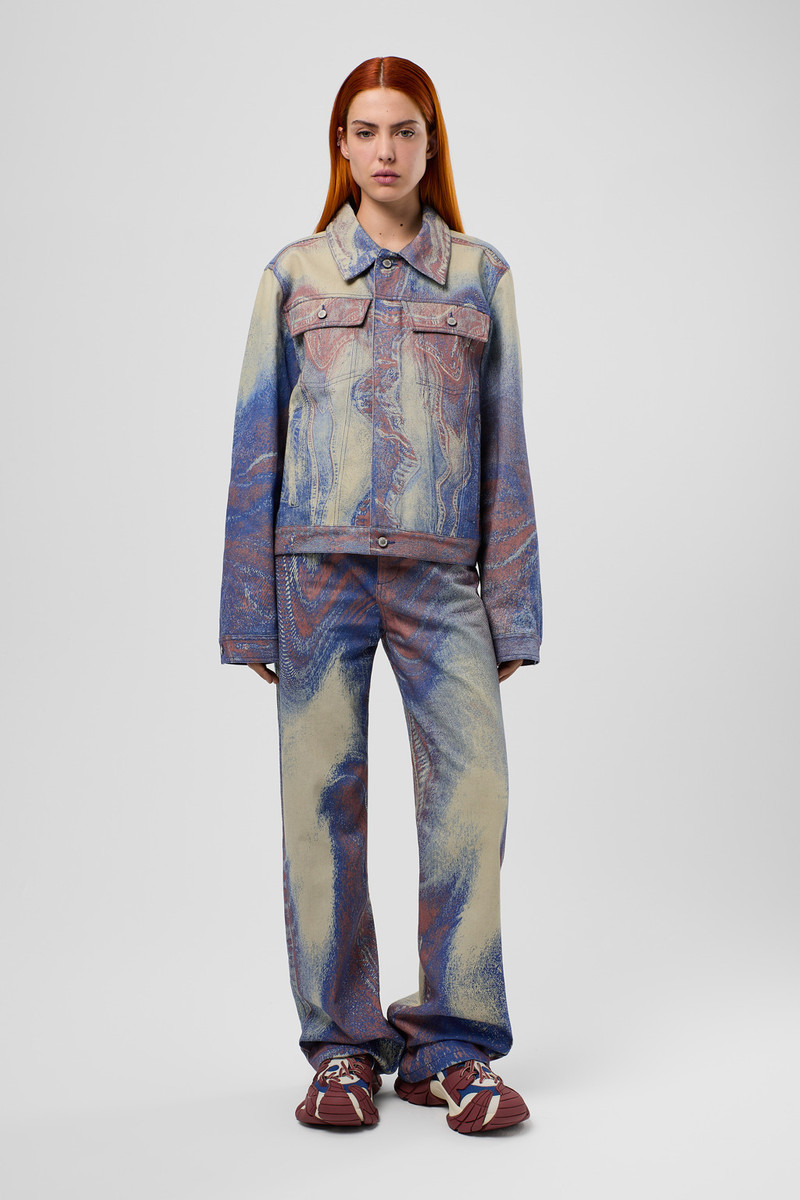CAMPERLAB Blue-Beige-Red Denim Jacket outlook