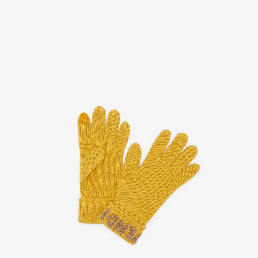 Yellow wool gloves - 1