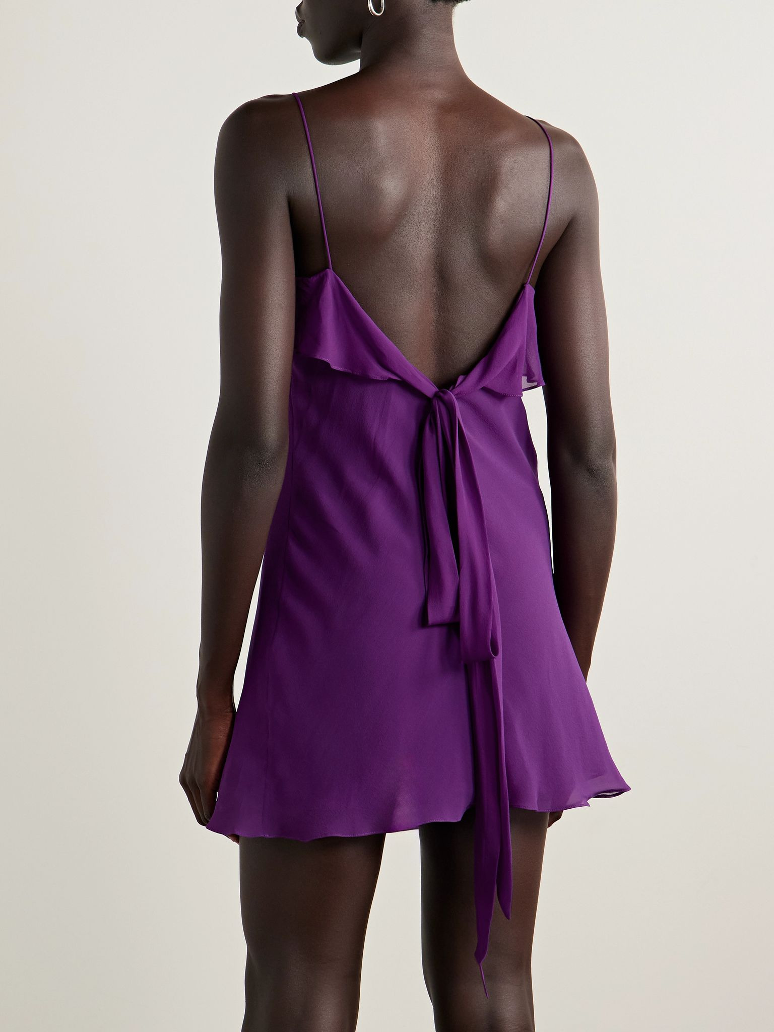 Draped silk-georgette mini dress Purple - 3