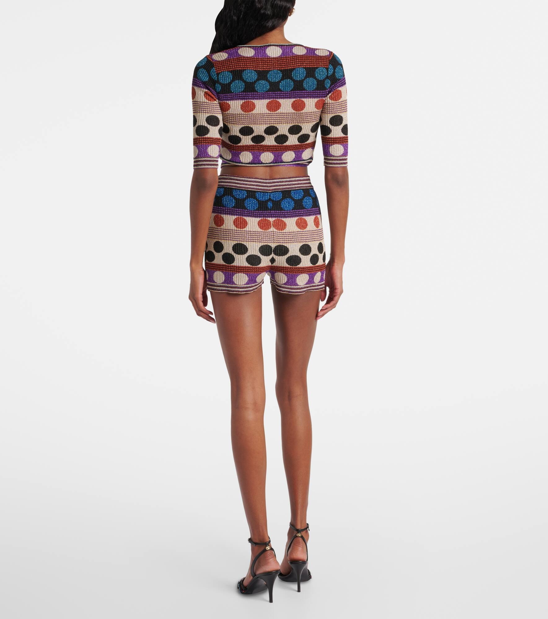 Polka-dot jacquard lamé shorts - 3