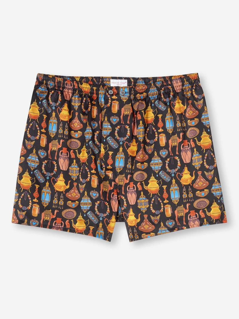 Men's Classic Fit Boxers Brindisi 100 Silk Satin Black 1