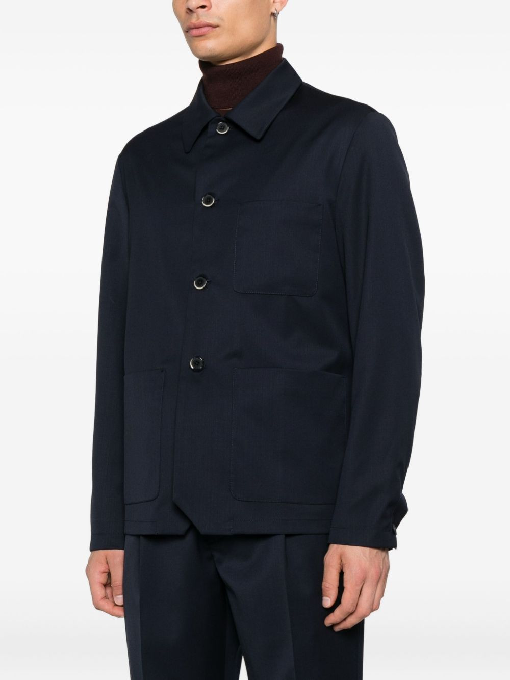 button-fastening patch-pocket jacket - 3