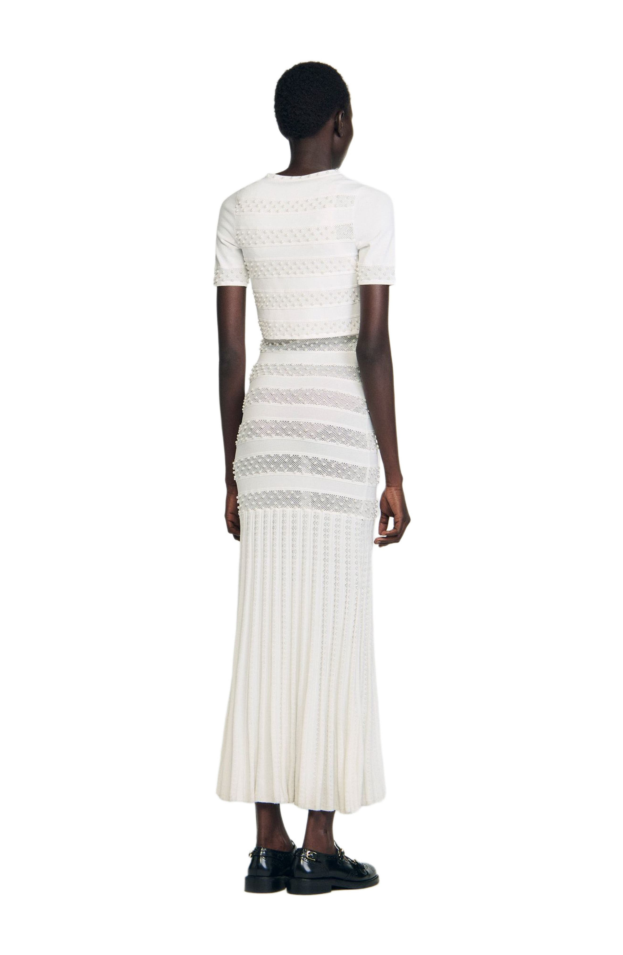 SANDRO Cropped beaded cardigan in Ecru at Nordstrom - 2