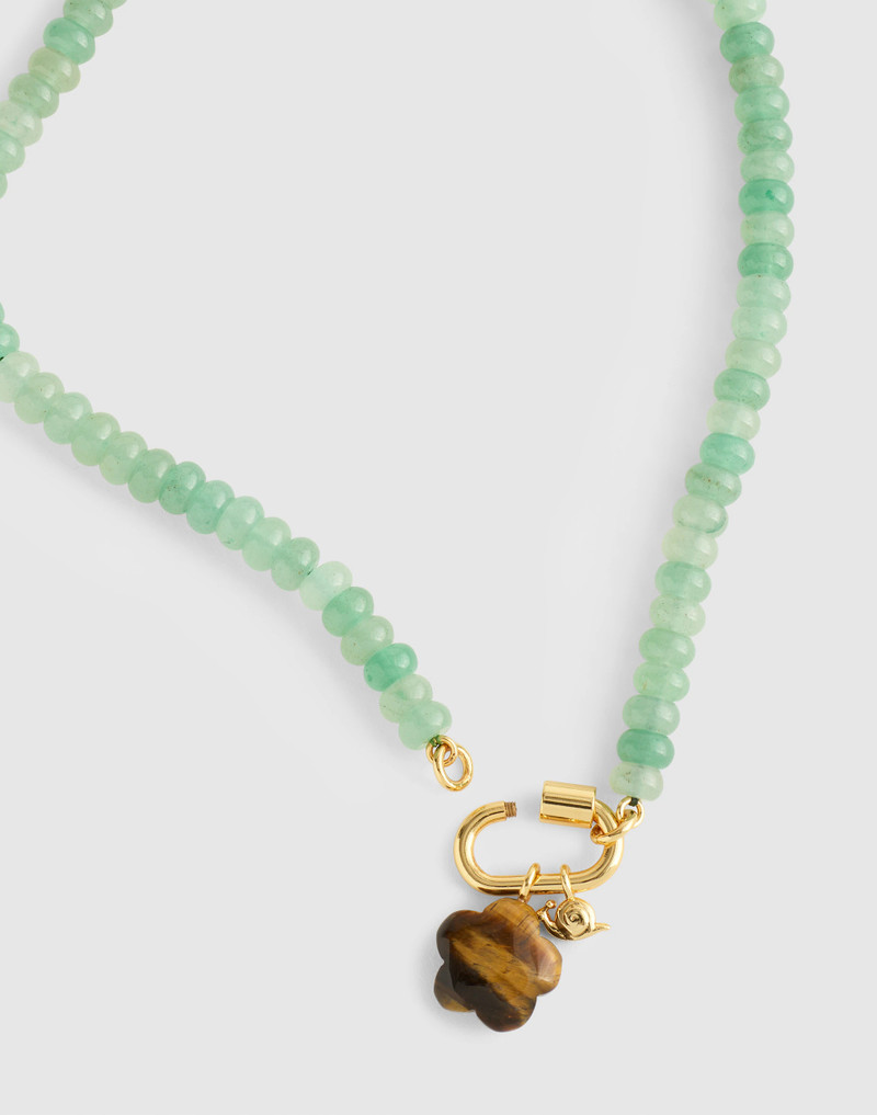 Semiprecious Beaded Carabiner Charm Necklace 1
