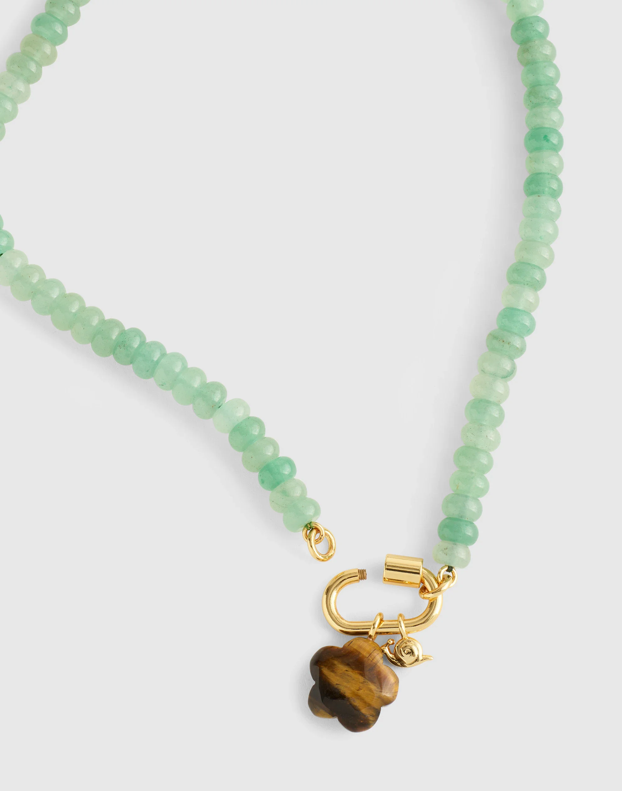 Semiprecious Beaded Carabiner Charm Necklace - 1