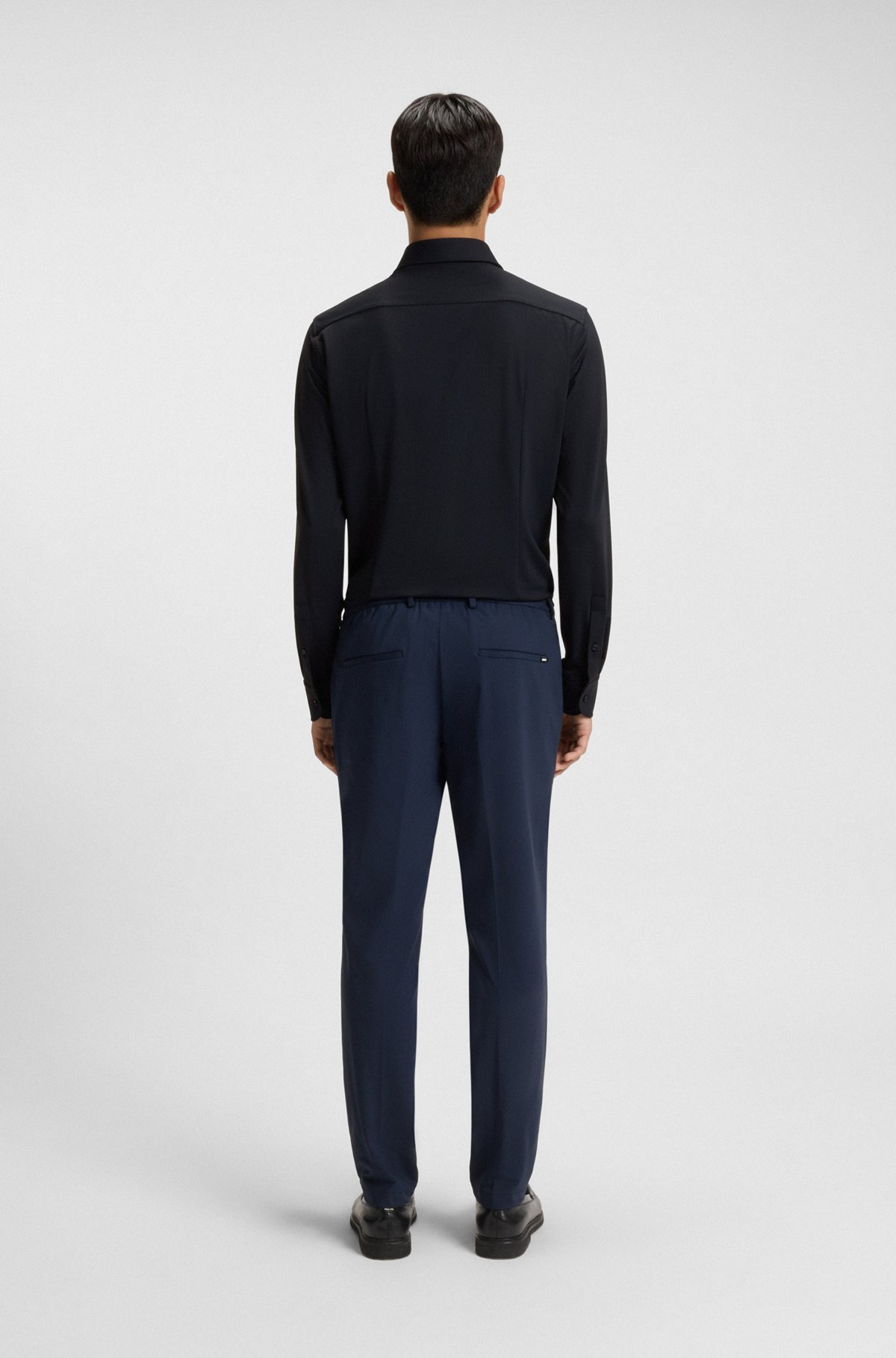 SLIM-FIT SHIRT IN STRUCTURED PERFORMANCE-STRETCH JERSEY - 5