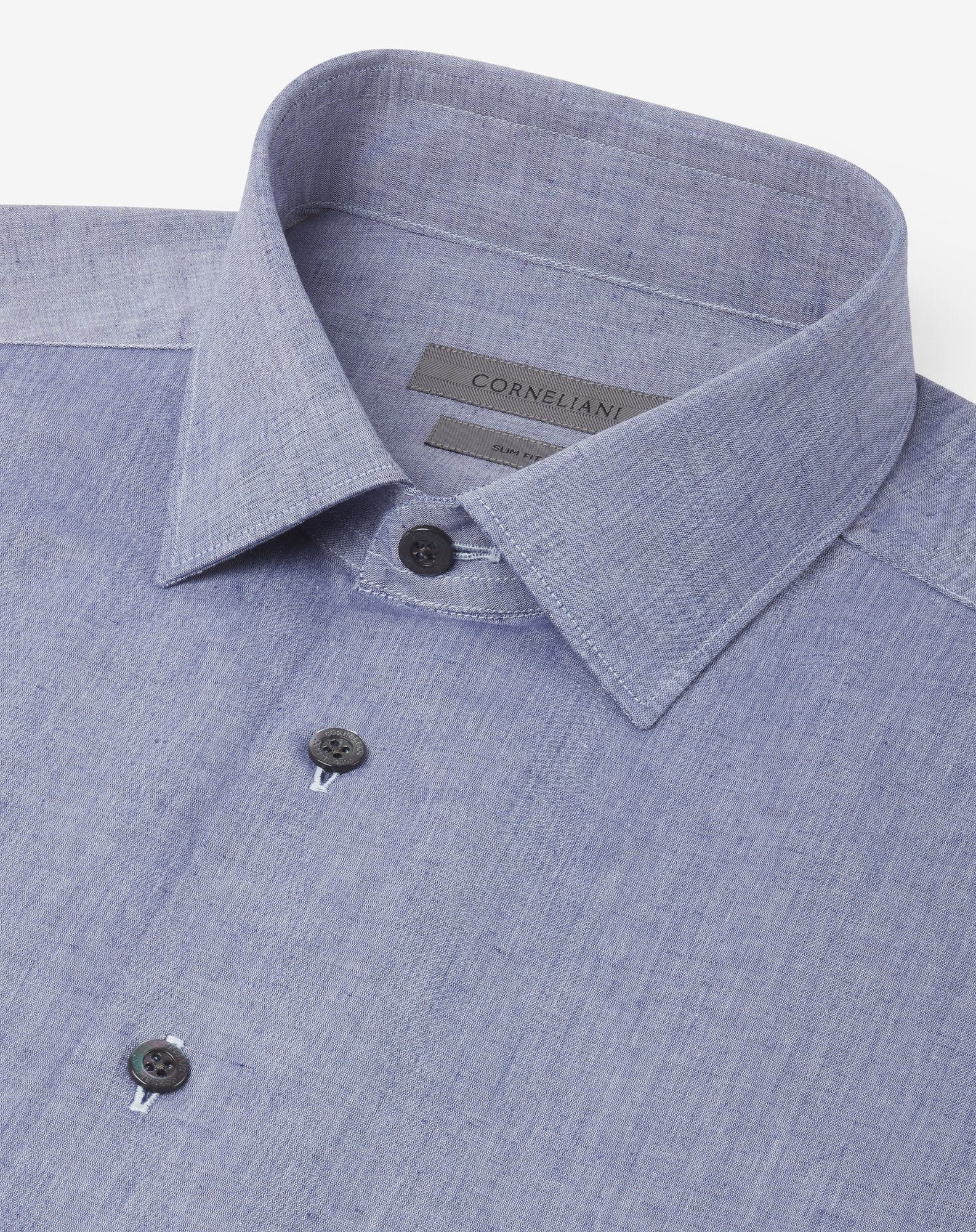 Blue denim cotton and linen shirt - 4