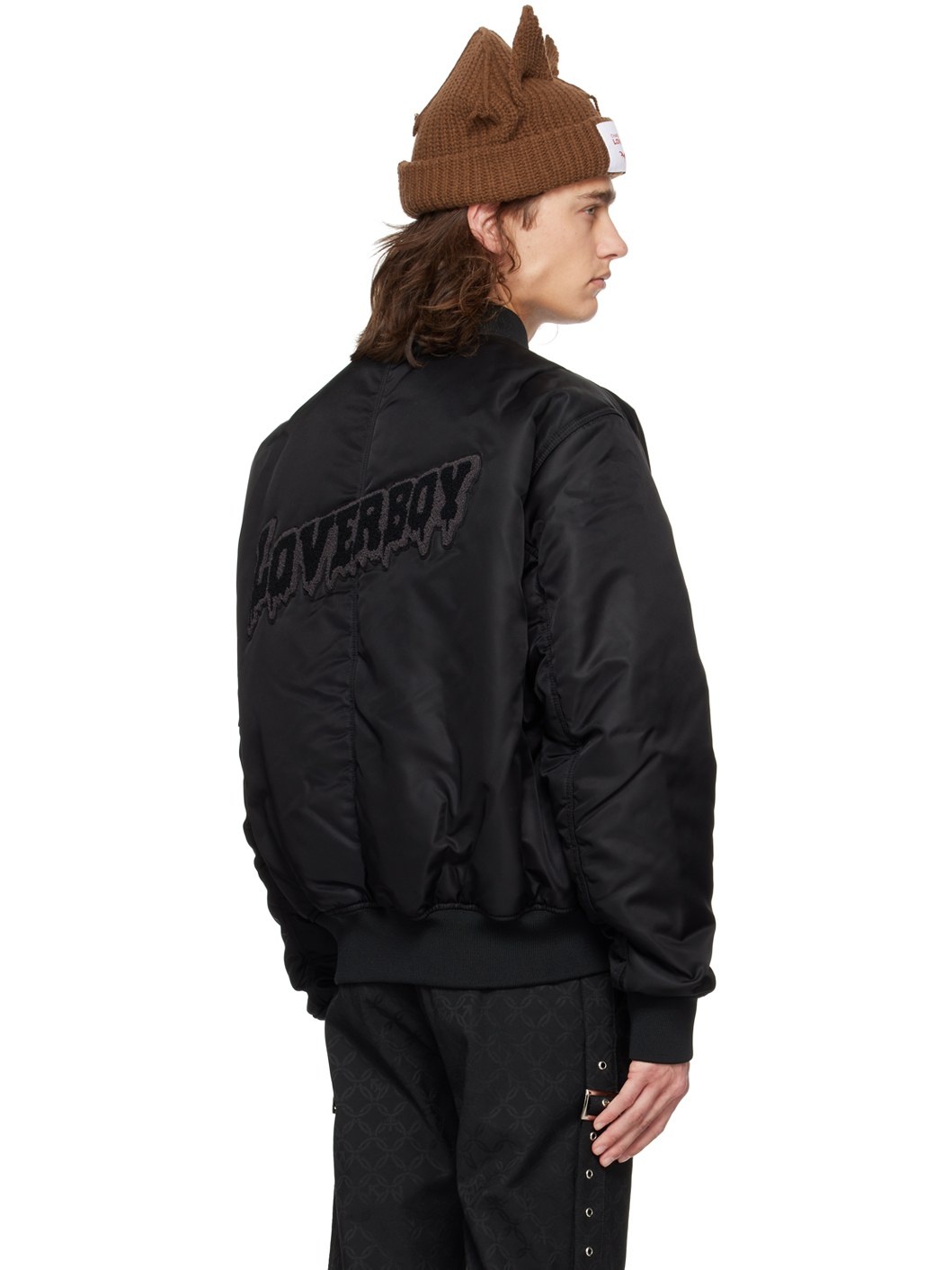 Black Varsity Bomber Jacket - 3