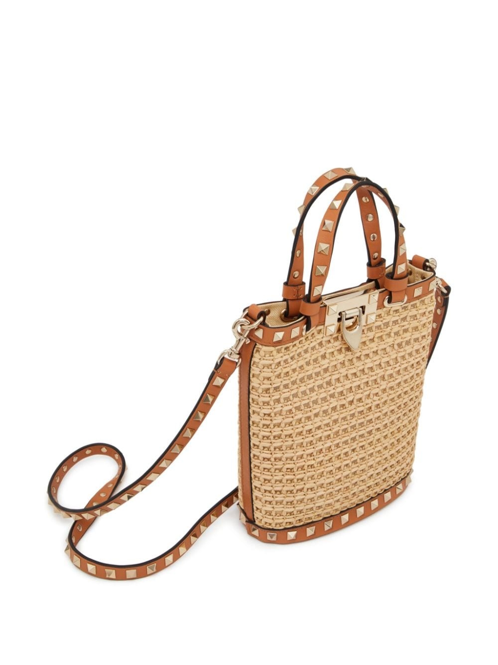 mini Rockstud raffia shoulder bag - 7