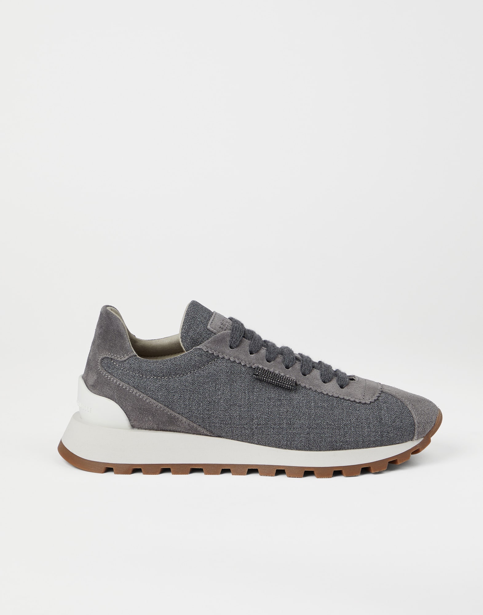Virgin wool canvas and suede runners with shiny tab - 5