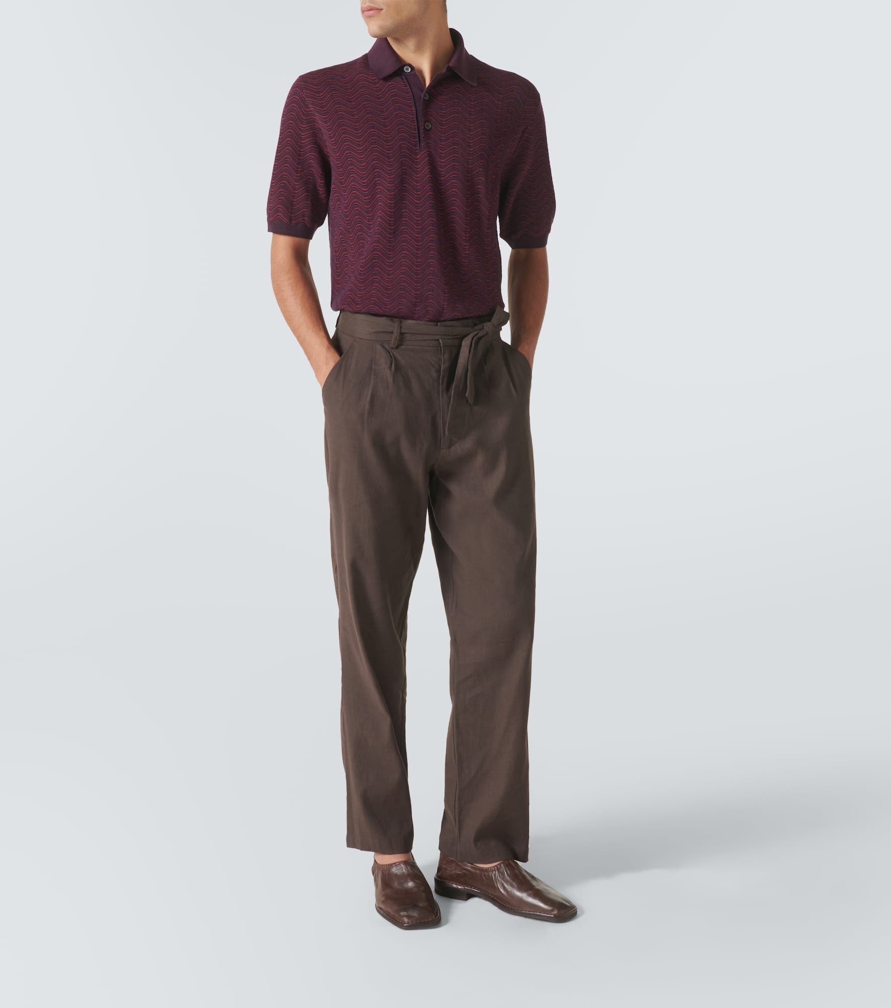 Zigzag wool-blend polo shirt - 2