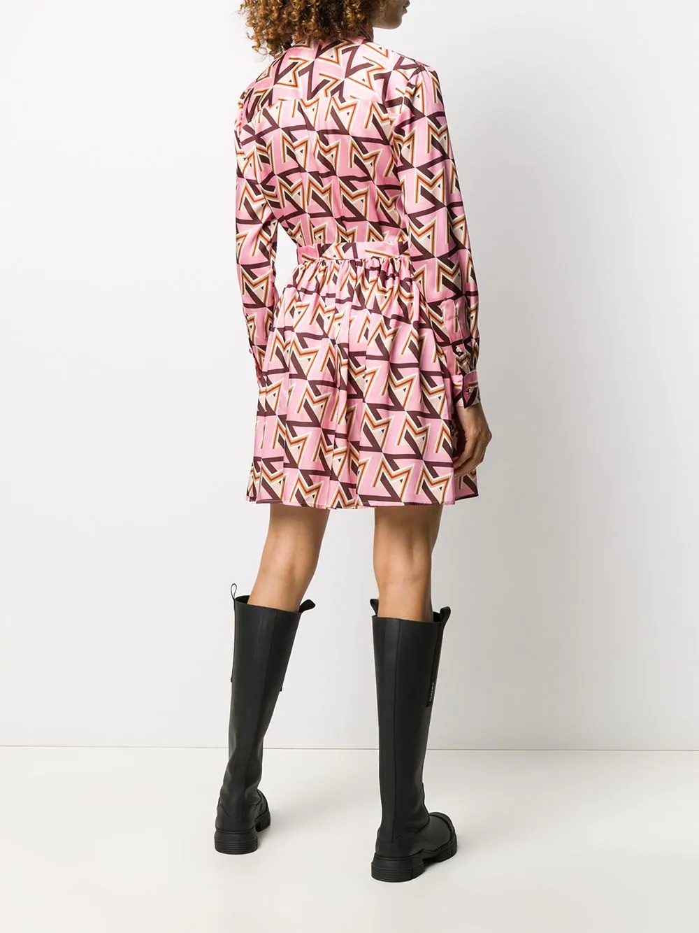 geometric print pussy bow dress - 4