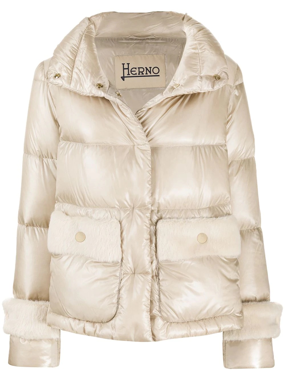 faux-fur panels puffer jacket - 1