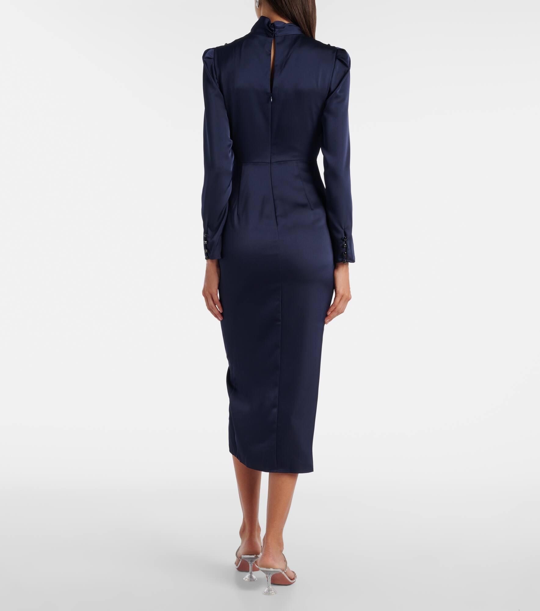 Draped satin midi dress - 3