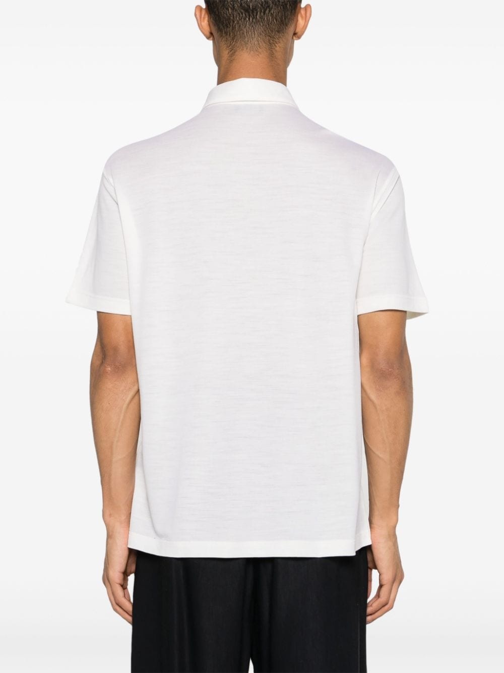 logo-embroidered wool polo shirt - 4
