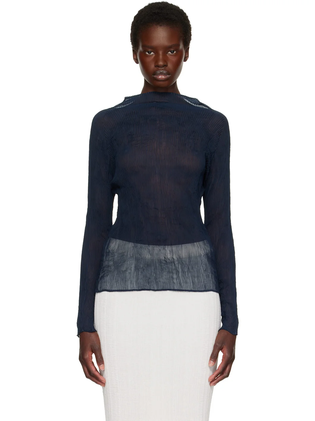 Navy Chiffon Twist 1 Top - 1