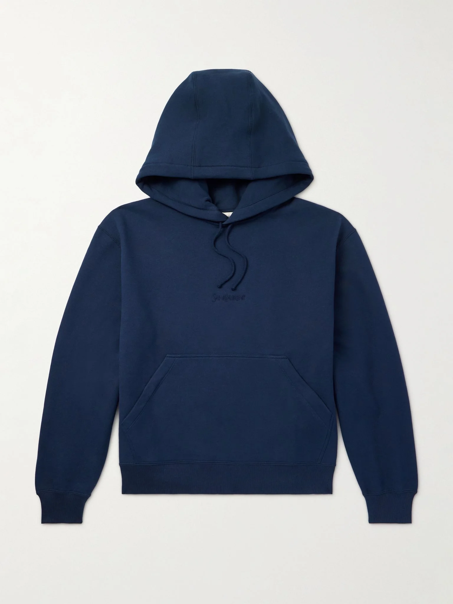 Logo-Embroidered Cotton-Jersey Hoodie Navy - 1
