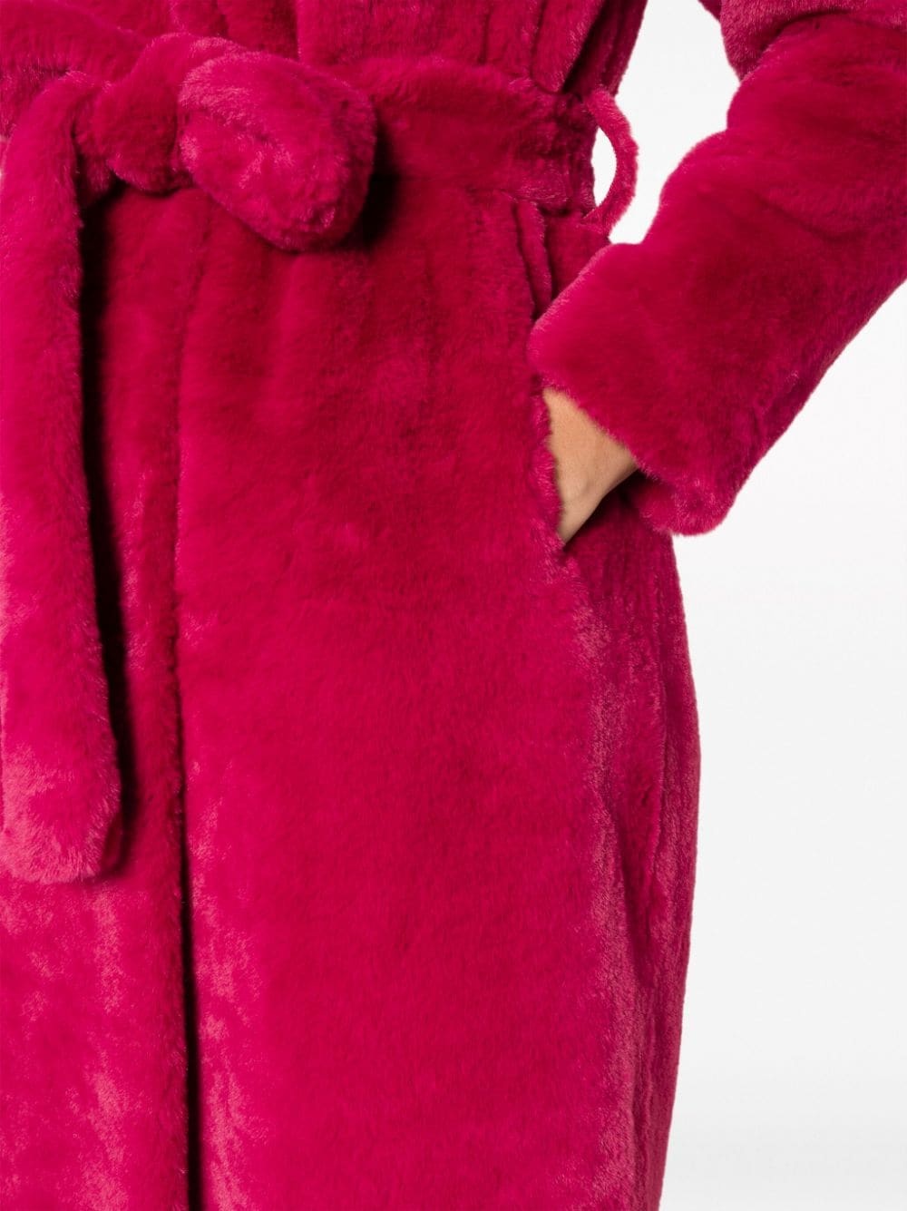notched-collar faux-shearling coat - 5