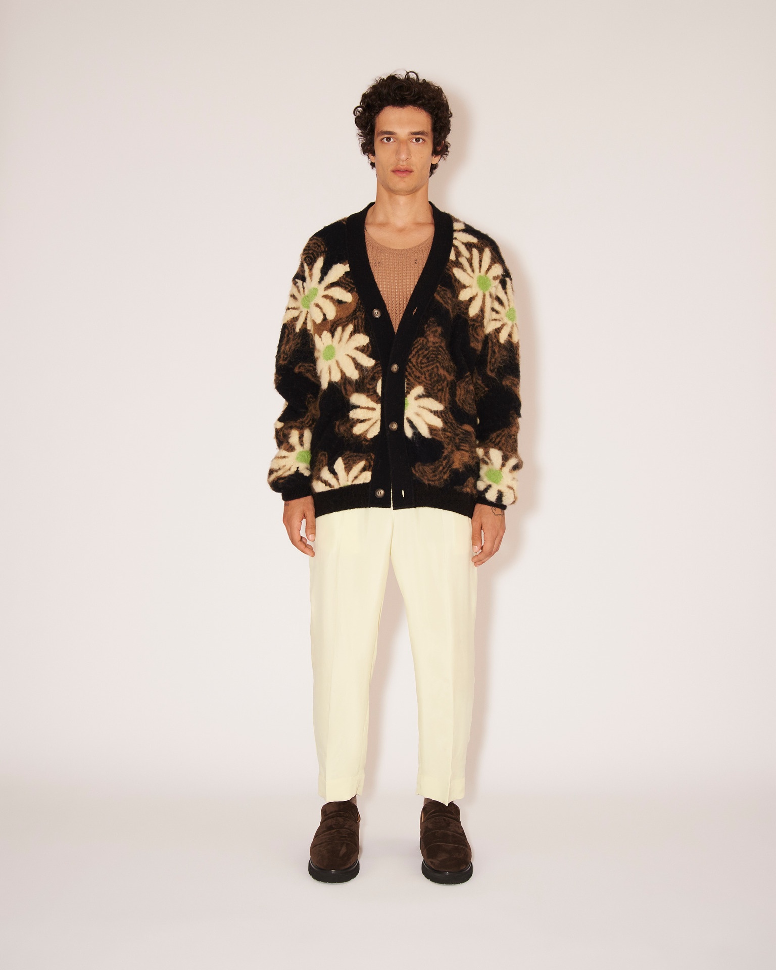 TAIKI - Brushed alpaca floral cardigan - Black - 2