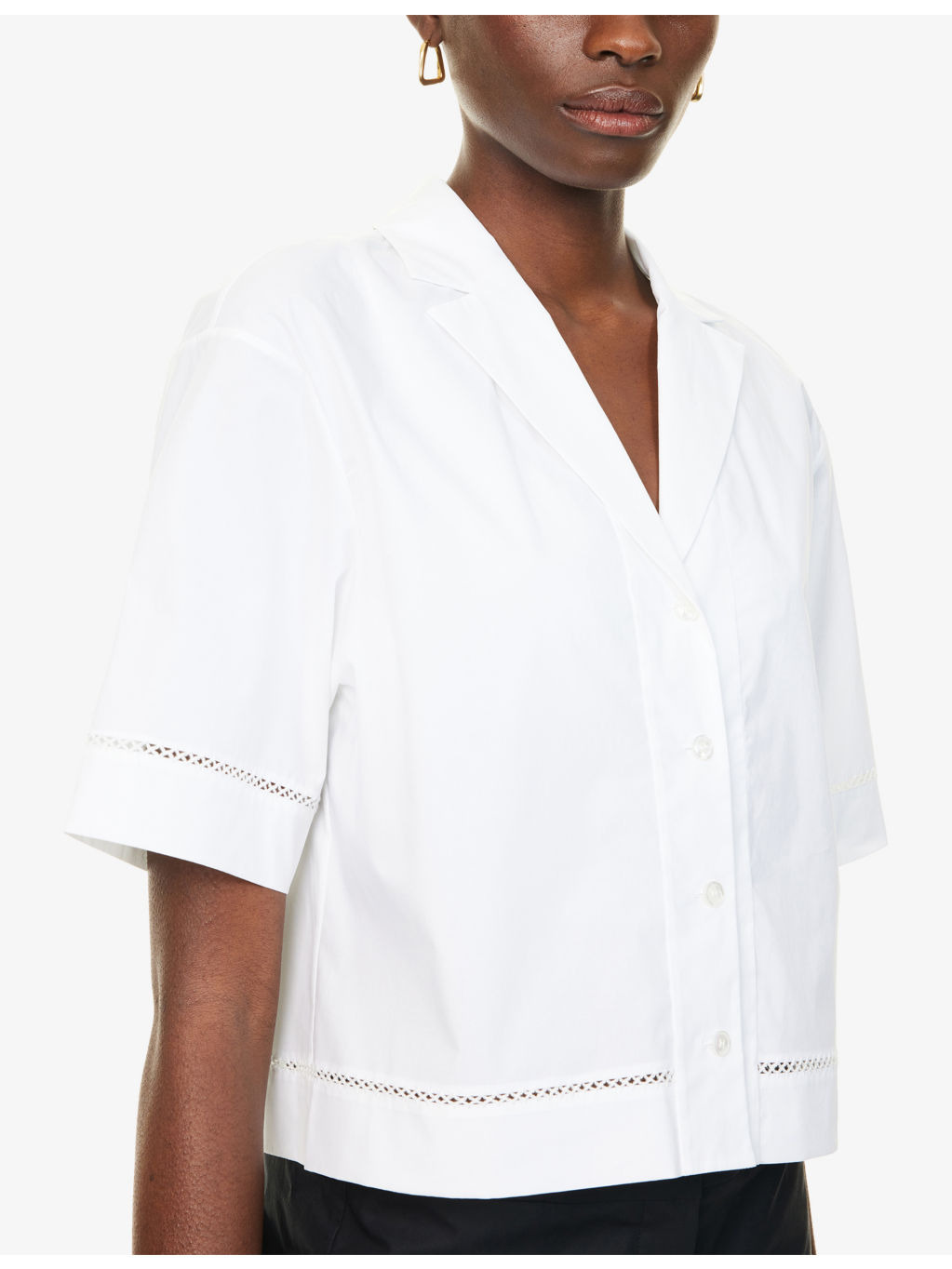 Cropped Short-Sleeves Stretch-Cotton Shirt - 5